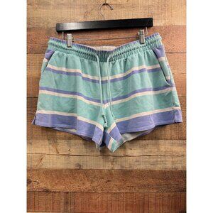 Wildfox Striped Lounge Shorts With Pockets Size L Mint Green & Lavender